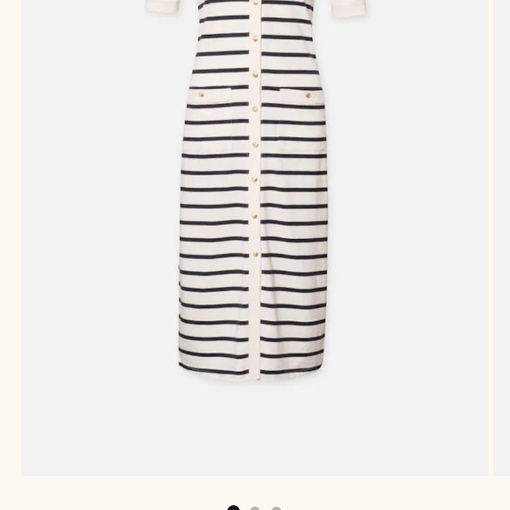Frame Navy and White Striped Midi Dress